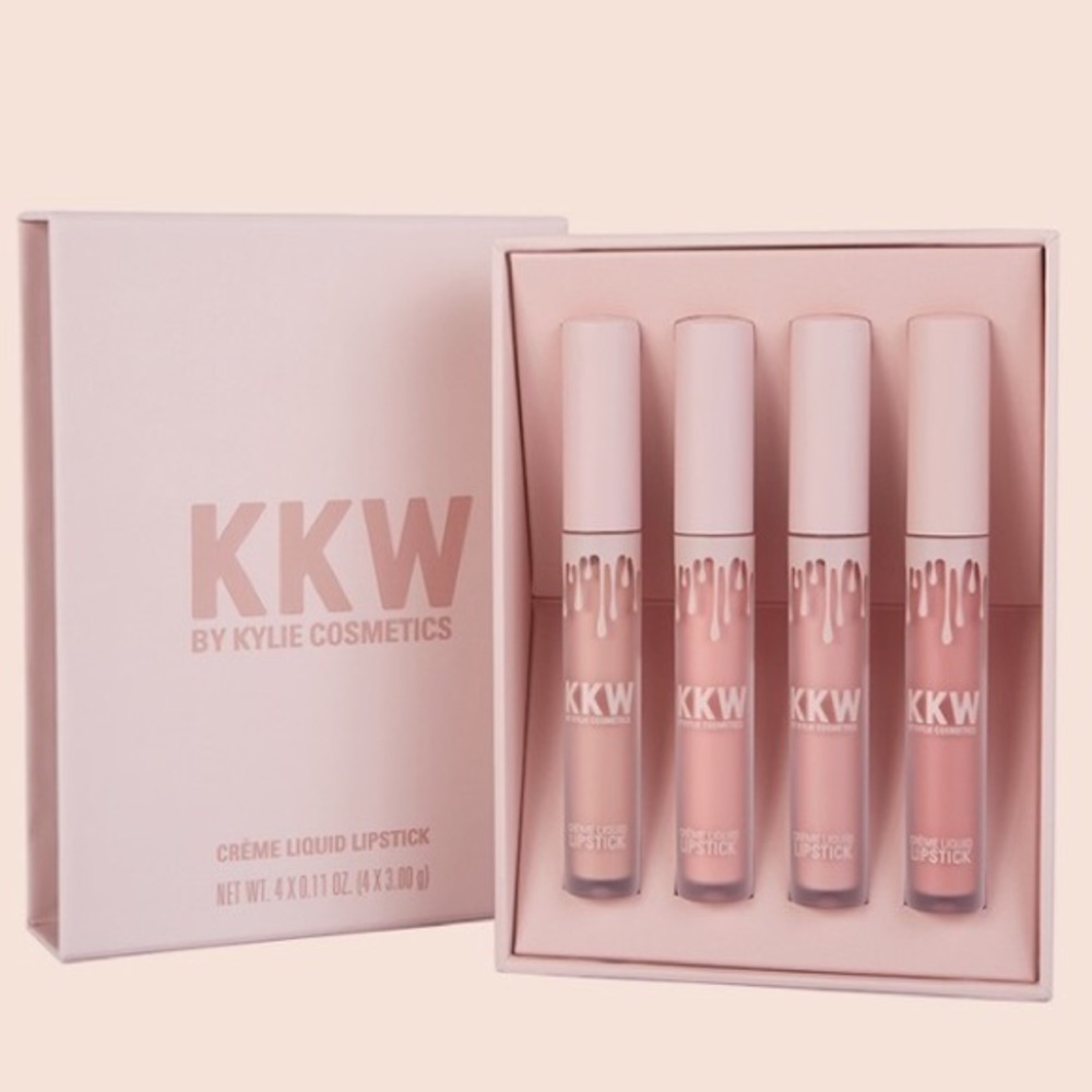 KKW x Kylie Cosmetics set, 4 nude liquid lipsticks